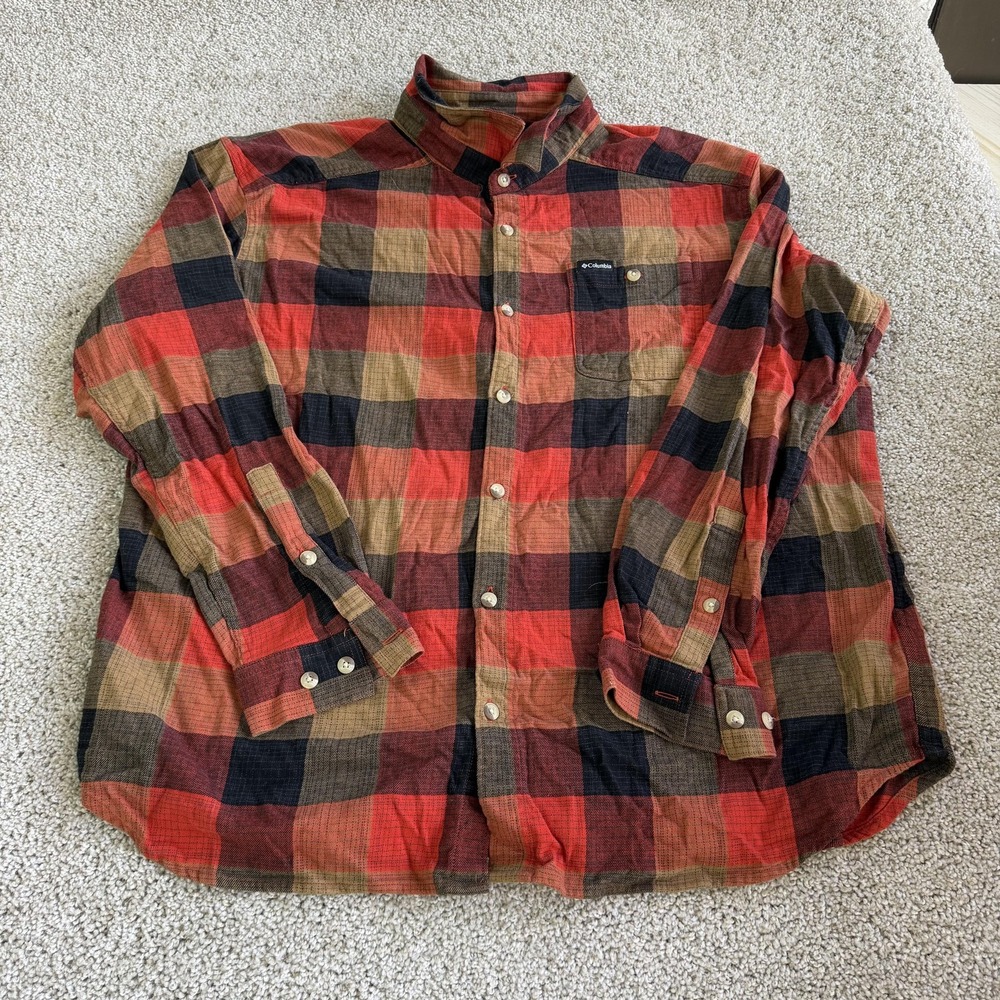 Columbia Shirt Mens 2XL Multicolor Plaid Flannel Long Sleeve Button Up Casual